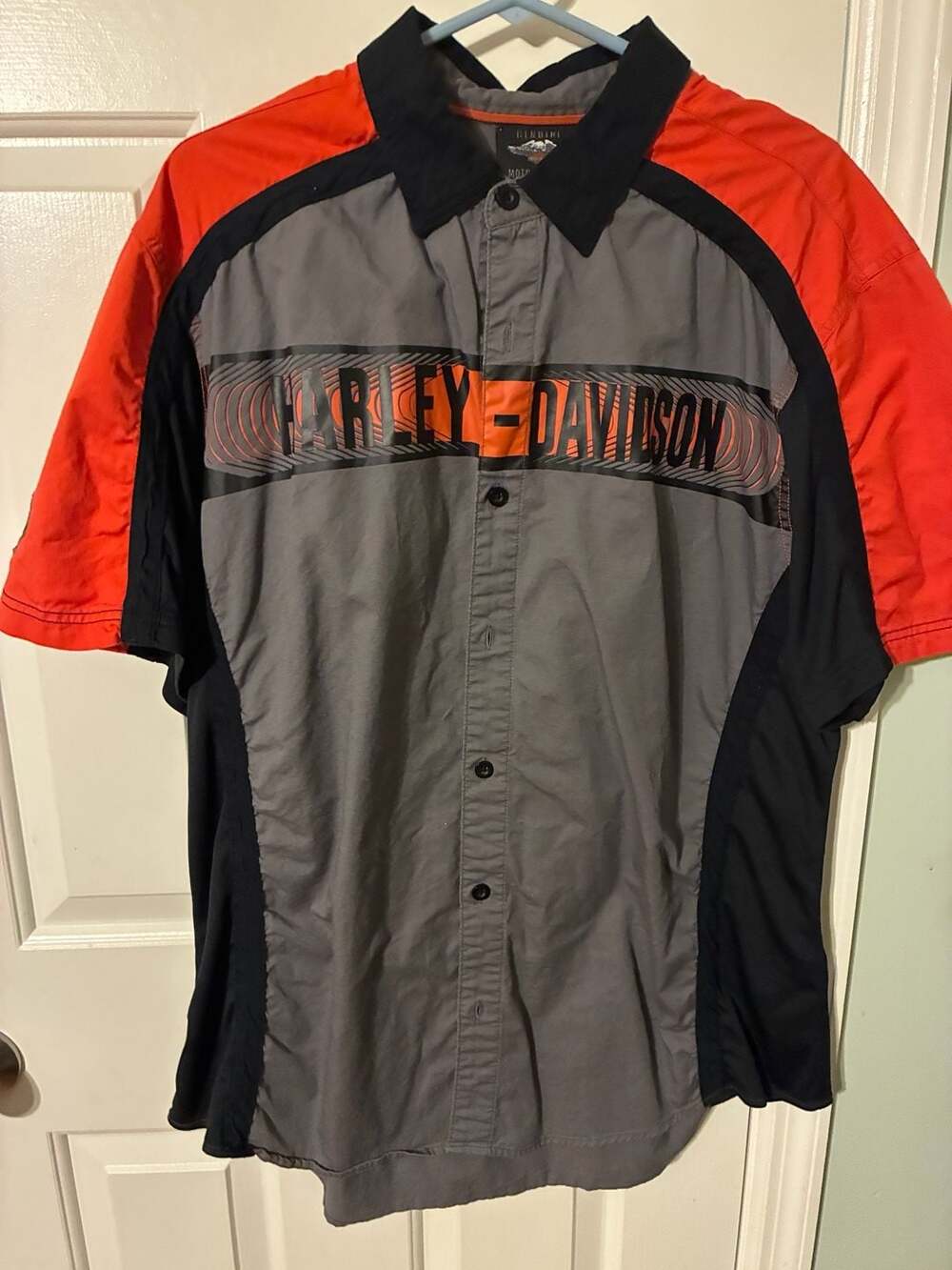 Harley Davidson Harley-Davidson Denim Shirt Slim Fit XL Blue Button-Up Long Slee